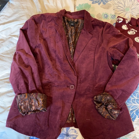 Calvin Klein maroon Corduroy Blazer Jacket L - Picture 1 of 4